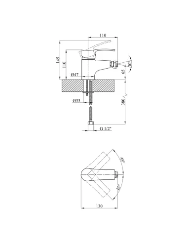 Смеситель для биде Kroner KRM Odra - C020, однорычажный