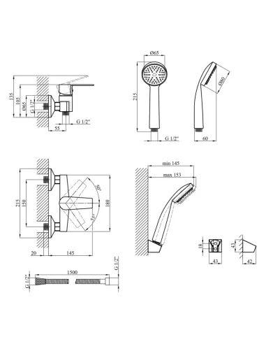 Змішувач для душу Kroner KRM Oker - C050, без виливу