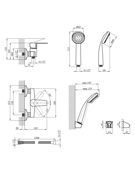 Смеситель для душа Kroner KRM Oker - C050, без излива