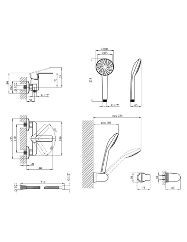 Смеситель для душа Kroner KRP Bremen - C050, без излива