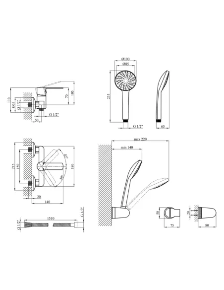 Смеситель для душа Kroner KRP Bremen - C050, без излива Смеситель для душа Kroner KRP Bremen - C050, без излива