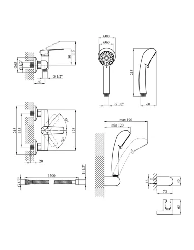 Смеситель для душа Kroner KRP Brocken - C050, без излива