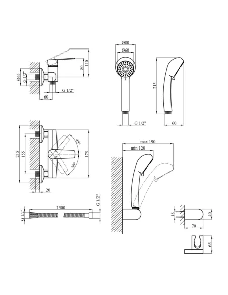 Смеситель для душа Kroner KRP Brocken - C050, без излива