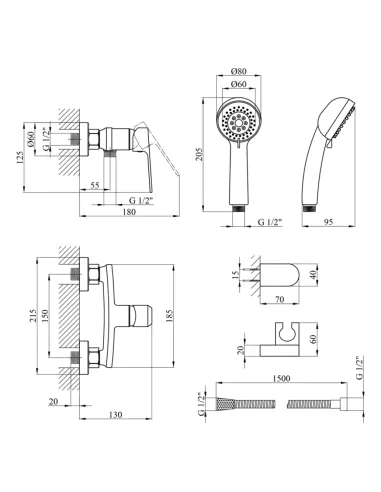 Змішувач для душу Kroner KRP Dorn - C050, без виливу