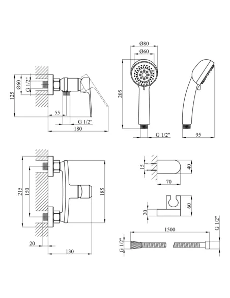Змішувач для душу Kroner KRP Dorn - C050, без виливу Змішувач для душу Kroner KRP Dorn - C050, без виливу