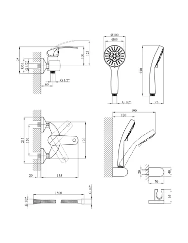 Смеситель для душа Kroner KRP Konstante - C050, без излива