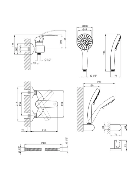 Смеситель для душа Kroner KRP Konstante - C050, без излива