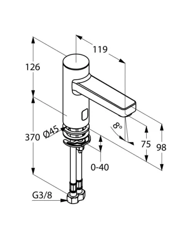 Смеситель сенсорный для умывальника Kludi Zenta 3820205 (со смешиванием, 230 V) - 2