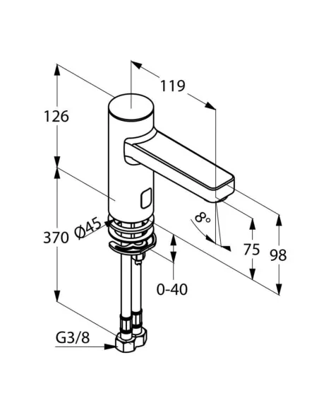 Смеситель сенсорный для умывальника Kludi Zenta 3820205 (со смешиванием, 230 V) - 2