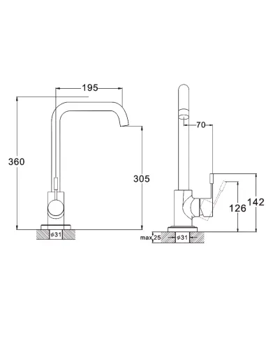 Смеситель для кухни Wezer EKO4B-01