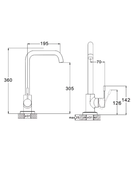 Змішувач для кухні Wezer EKO4B-01