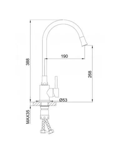 Змішувач для кухні Wezer EKO4E-01-BLACK, з гнучким виливом