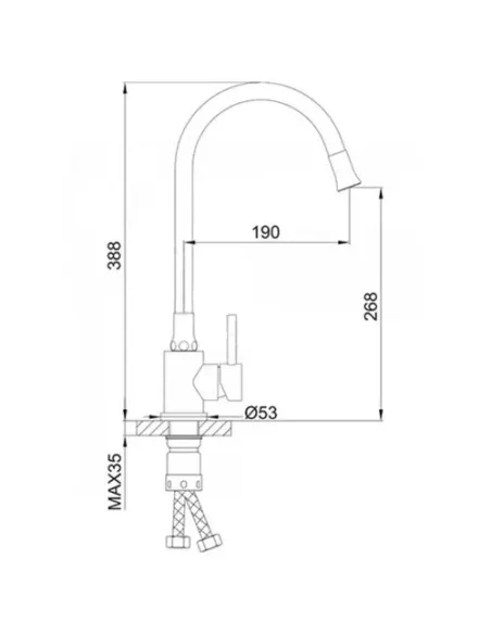 Смеситель для кухни Wezer EKO4E-01-BLACK, с гибким изливом Смеситель для кухни Wezer EKO4E-01-BLACK, с гибким изливом