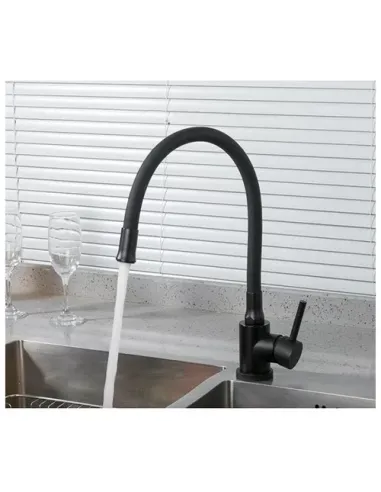 Смеситель для кухни Wezer EKO4E-01-BLACK, с гибким изливом