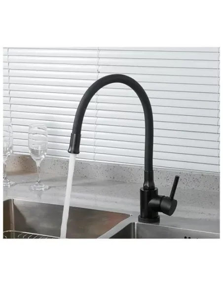 Смеситель для кухни Wezer EKO4E-01-BLACK, с гибким изливом Смеситель для кухни Wezer EKO4E-01-BLACK, с гибким изливом
