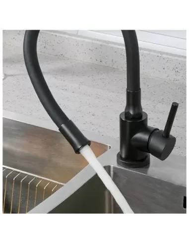 Смеситель для кухни Wezer EKO4E-01-BLACK, с гибким изливом