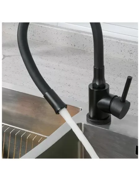 Смеситель для кухни Wezer EKO4E-01-BLACK, с гибким изливом Смеситель для кухни Wezer EKO4E-01-BLACK, с гибким изливом