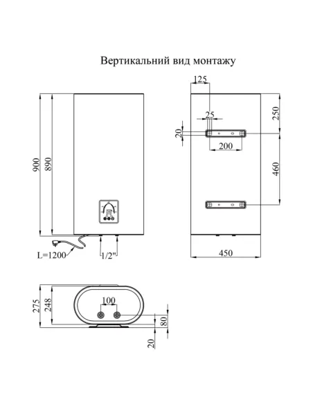 Бойлер із сухим ТЕНом Kroner Flacher K50F2-D