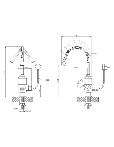 Смеситель для кухни Kroner KRM Volt - CW090R, с подогревом воды