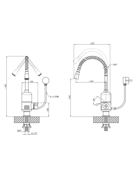 Смеситель для кухни Kroner KRM Volt - CW090R, с подогревом воды