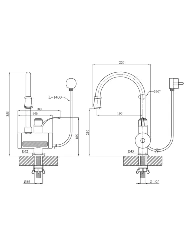 Смеситель для кухни Kroner KRM Volt - CW091, с подогревом воды