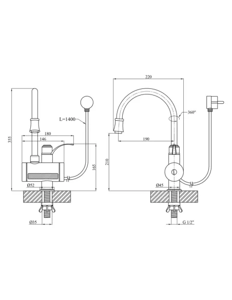 Смеситель для кухни Kroner KRM Volt - CW091, с подогревом воды