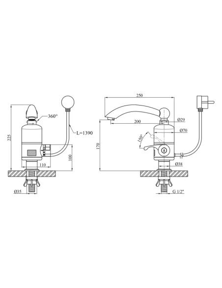 Смеситель для кухни Kroner KRM Volt - CW092, с подогревом воды