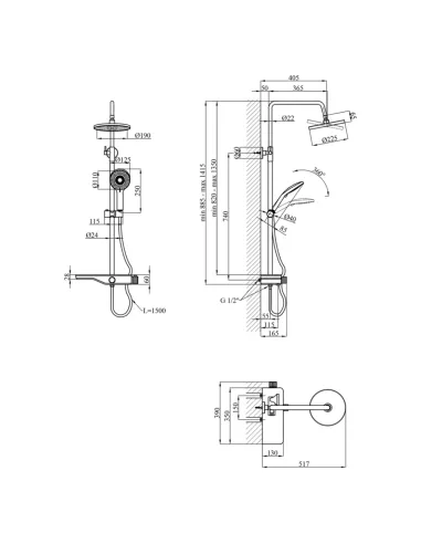 Душева система Kroner KRP Armada - W065, з виливом
