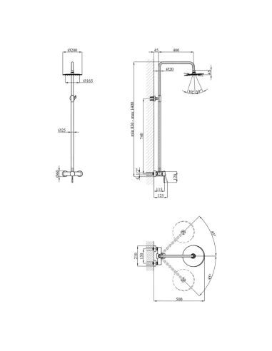 Душова система Kroner KRP Edelstahl Klassisch - ESG062, без виливу
