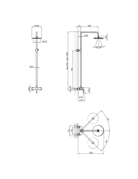 Душова система Kroner KRP Edelstahl Klassisch - ESG062, без виливу