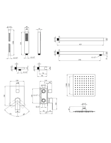 Душова система Kroner KRP Edelstahl Kubus - SCH082, прихованого монтажу
