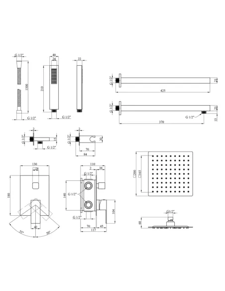 Душова система Kroner KRP Edelstahl Kubus - SCH082, прихованого монтажу