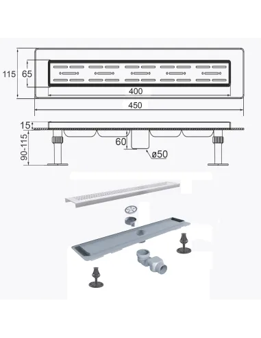 Душовий трап Tillo TM009-40, 40 см, нержавіюча сталь купити у Дніпрі та Києві - ціна від КТУ