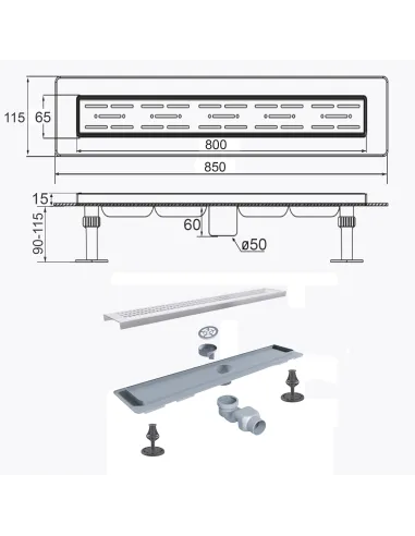 Душовий трап Tillo TM009-80, 80 см, нержавіюча сталь купити у Дніпрі та Києві - ціна від КТУ