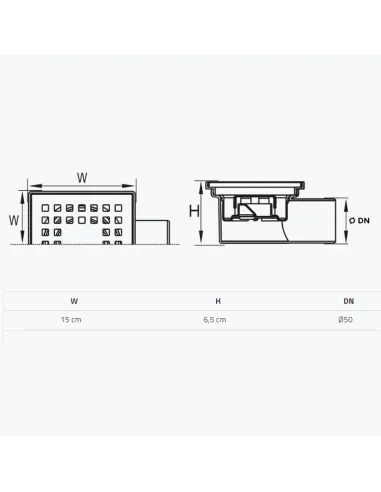 Канализационный горизонтальный трап Tillo TM213 150 х 150 мм, сухой затвор. Трап душевой TILLO TM207 10х10см. купить в Днепре и Киеве - цена от КТУ