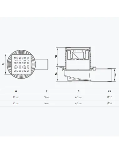 Каналізаційний горизонтальний трап Tillo TM421 100 х 100 мм, сухий затвор купити у Дніпрі та Києві - ціна від КТУ