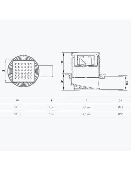 Каналізаційний горизонтальний трап Tillo TM421 100 х 100 мм, сухий затвор купити у Дніпрі та Києві - ціна від КТУ