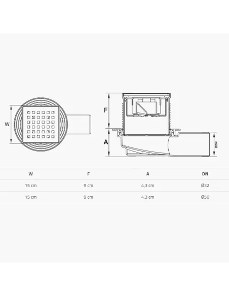 Канализационный горизонтальный трап Tillo TM431 150 х 150 мм, сухой затвор. Трап душевой TILLO TM207 10х10см. купить в Днепре и Киеве - цена от КТУ