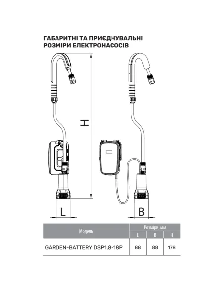 Акумуляторний занурювальний насос NPO Garden-Battery DSP1,8-18P 80 Вт