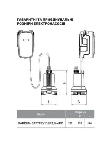 Акумуляторний занурювальний насос NPO Garden-Battery DSP3,8-6PD 90 Вт