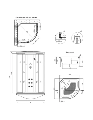 Гідробокс Kroner KRP Armada - SD.C.T.G. 90x90 см з високим піддоном