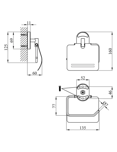 Держатель туалетной бумаги Kroner KRM Elbe - ACC2903, с крышкой