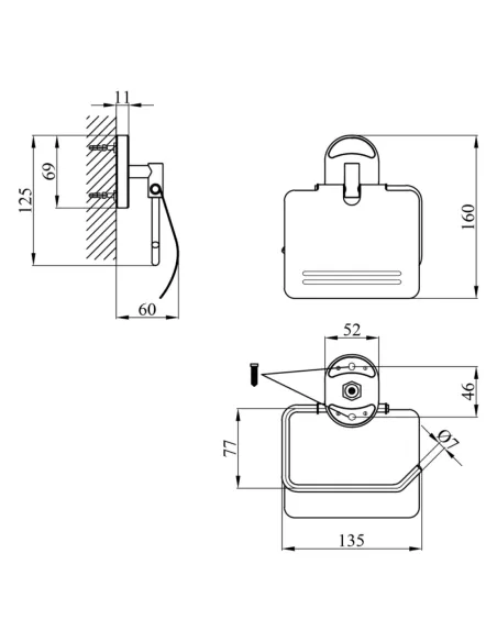 Держатель туалетной бумаги Kroner KRM Elbe - ACC2903, с крышкой