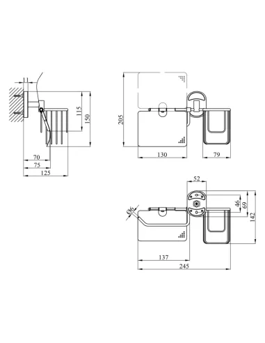 Держатель туалетной бумаги Kroner KRM Elbe - ACC2903-1, с крышкой и держателем для освежителя воздуха