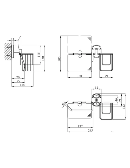 Держатель туалетной бумаги Kroner KRM Elbe - ACC2903-1, с крышкой и держателем для освежителя воздуха