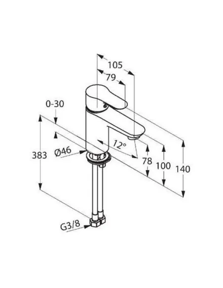 Змішувач для умивальника Kludi Objekta 321260575 (одноважільний, гладкий корпус) - 2