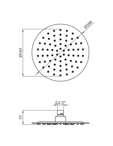 Лійка тропічний душ Kroner KRP Edelstahl Klassisch - ESG703-20