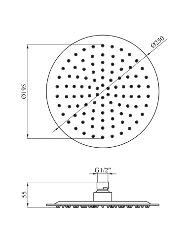 Лейка тропический душ Kroner KRP Edelstahl Klassisch - ESG703-25