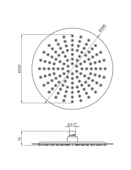 Лійка тропічний душ Kroner KRP Edelstahl Klassisch - ESG703-30