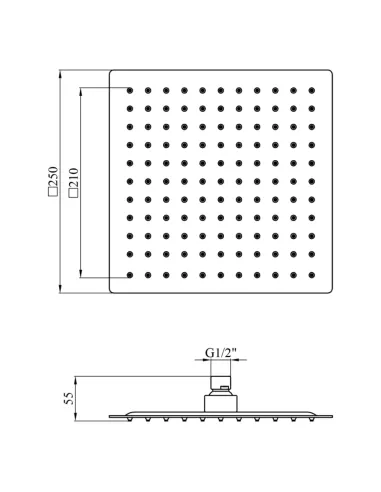 Лійка тропічний душ Kroner KRP Edelstahl Kubus - ESG704-25